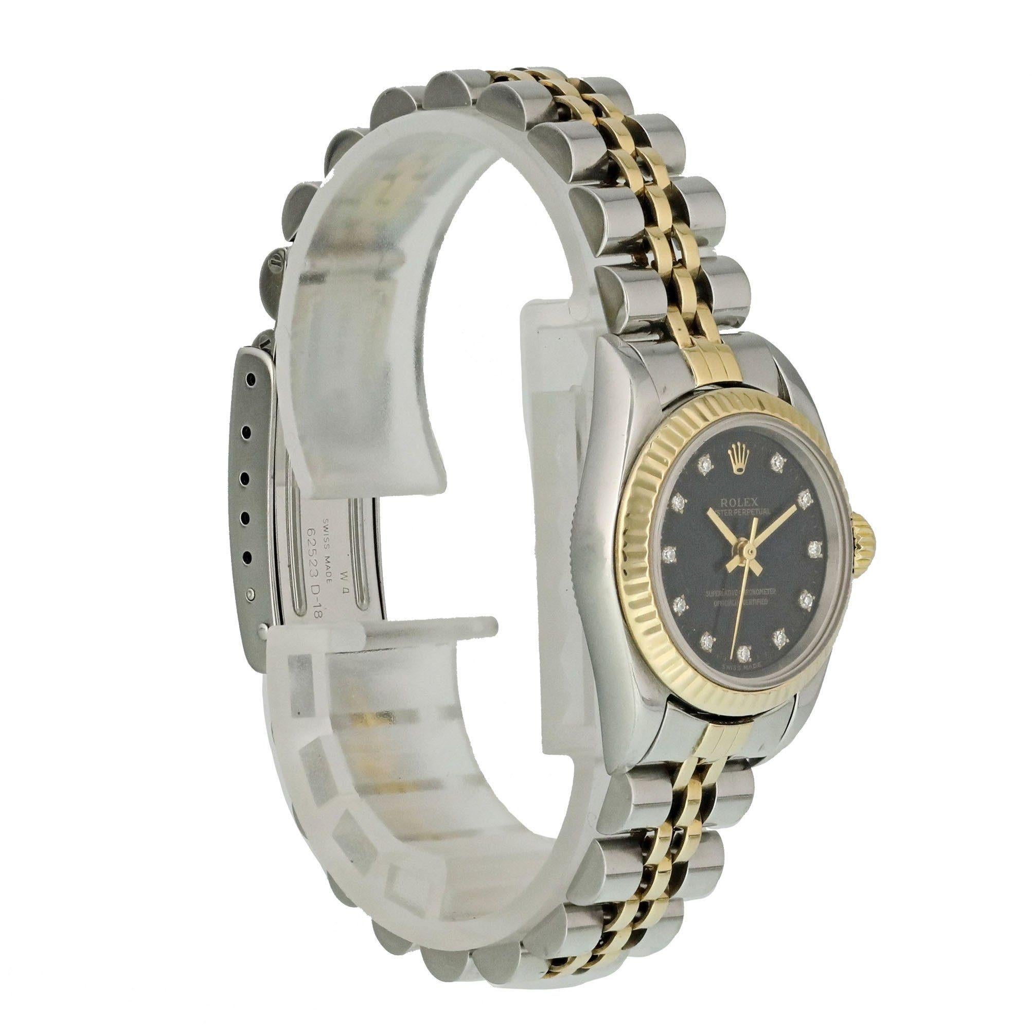 Rolex Oyster Perpetual 67193 Ladies Watch In Excellent Condition For Sale In New York, NY