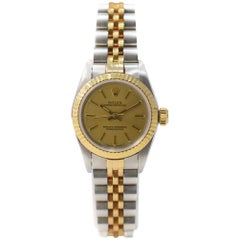 Rolex Oyster Perpetual 67193 with Band and Yellow Dial Certified Pre-Owned