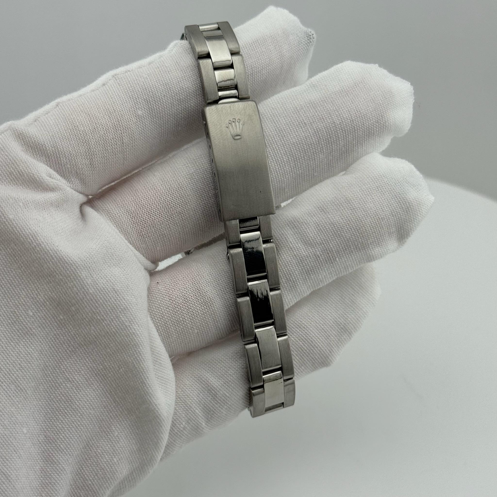 Rolex Oyster Perpetual 76080 24mm Blau Zifferblatt Diamant Lünette Stahl Box Papiere im Angebot 3