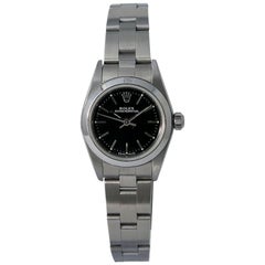 Rolex Oyster Perpetual 76080 Lady Automatic Watch Black Dial Stainless Steel