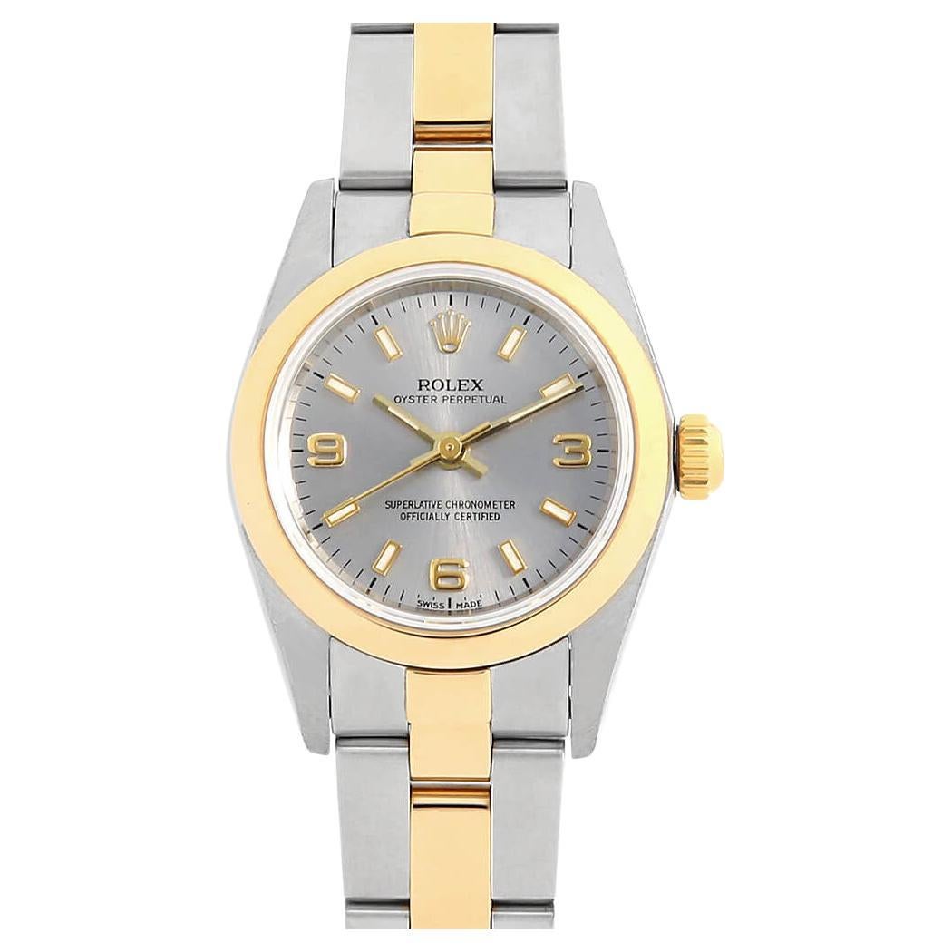 Rolex Oyster Perpetual 76183 Ladies Watch, Gray Dial, 369 White Bar, A Series