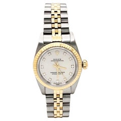 Rolex Oyster perpetual 76193 Factory Quadrante con diamanti in oro 18 carati e scatola in Steele