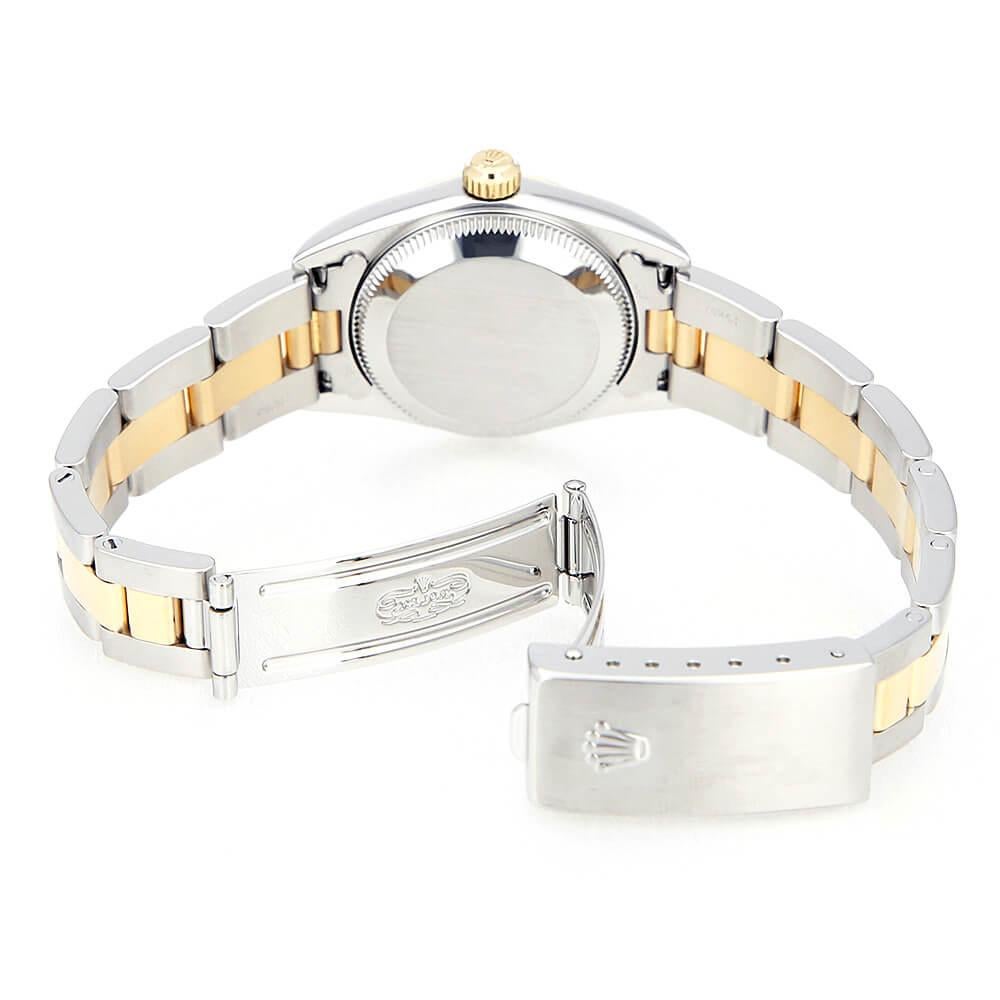 Round Cut Rolex Oyster Perpetual 76193G Ladies Watch, 11P Diamond, Black Dial, K Series
