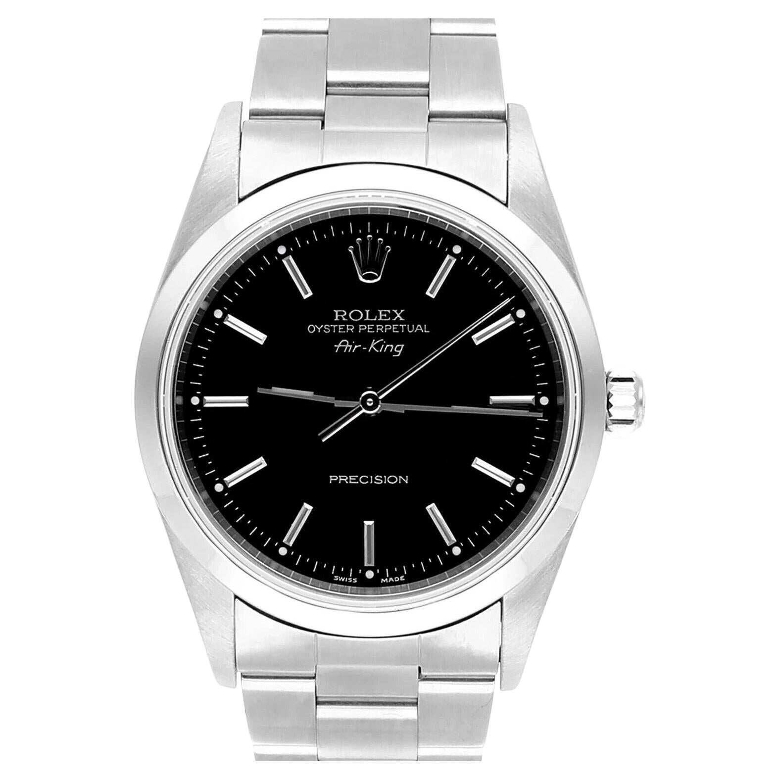 Rolex Oyster Perpetual Air-King 34mm Black Stainless Steel Oyster Watch 14000 For Sale