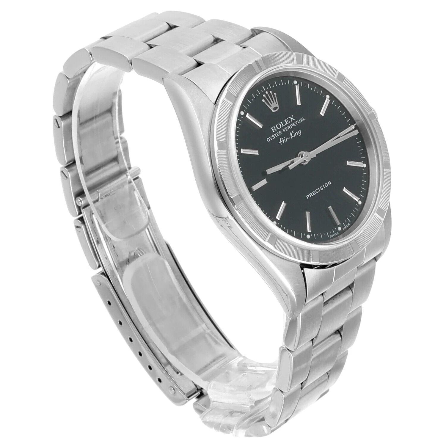 Montre Rolex Oyster Perpetual Air-King 34mm Black Stainless Steel Oyster 14010 en vente 2