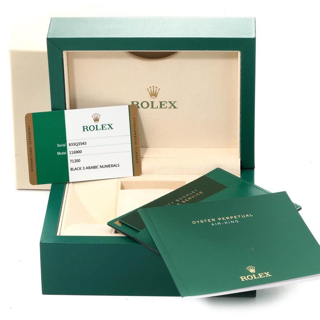 Rolex Oyster Perpetual Air King Black Dial Steel Watch 116900 Box Card For Sale 8