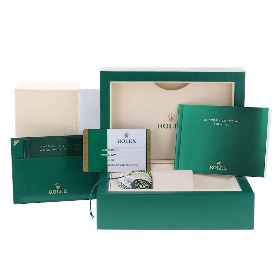 Rolex Oyster Perpetual Air King Black Dial Steel Watch 116900 Box Card For Sale 8