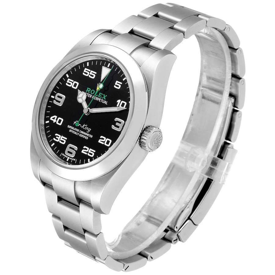 Men's Rolex Oyster Perpetual Air King Black Dial Steel Watch 116900 Box Card