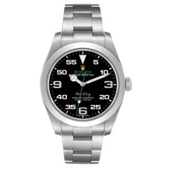 Montre Rolex Oyster Perpetual Air King vert acier à main pour hommes 116900 Boîte Card
