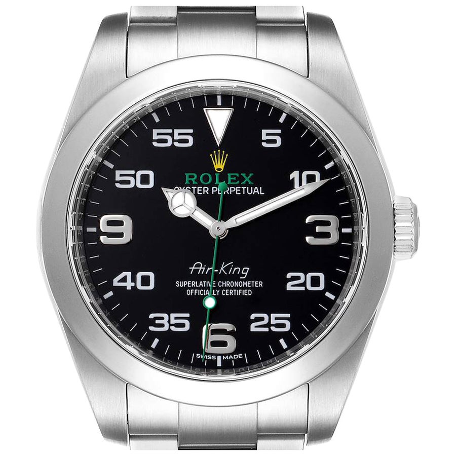 Rolex Oyster Perpetual Air King Grüne Stahl-Herrenuhr 116900 Box Card im Angebot