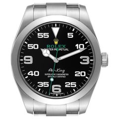 Rolex Oyster Perpetual Air King Green Hand Steel Mens Watch 116900 Box Card