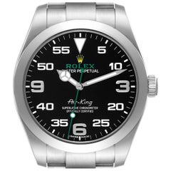 Rolex Oyster Perpetual Air King Green Hand Steel Mens Watch 116900 Box Card