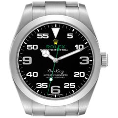 Rolex Oyster Perpetual Air King Green Hand Steel Mens Watch 116900 Box Card