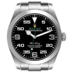 Rolex Oyster Perpetual Air King Green Hand Steel Mens Watch 116900 Box Card