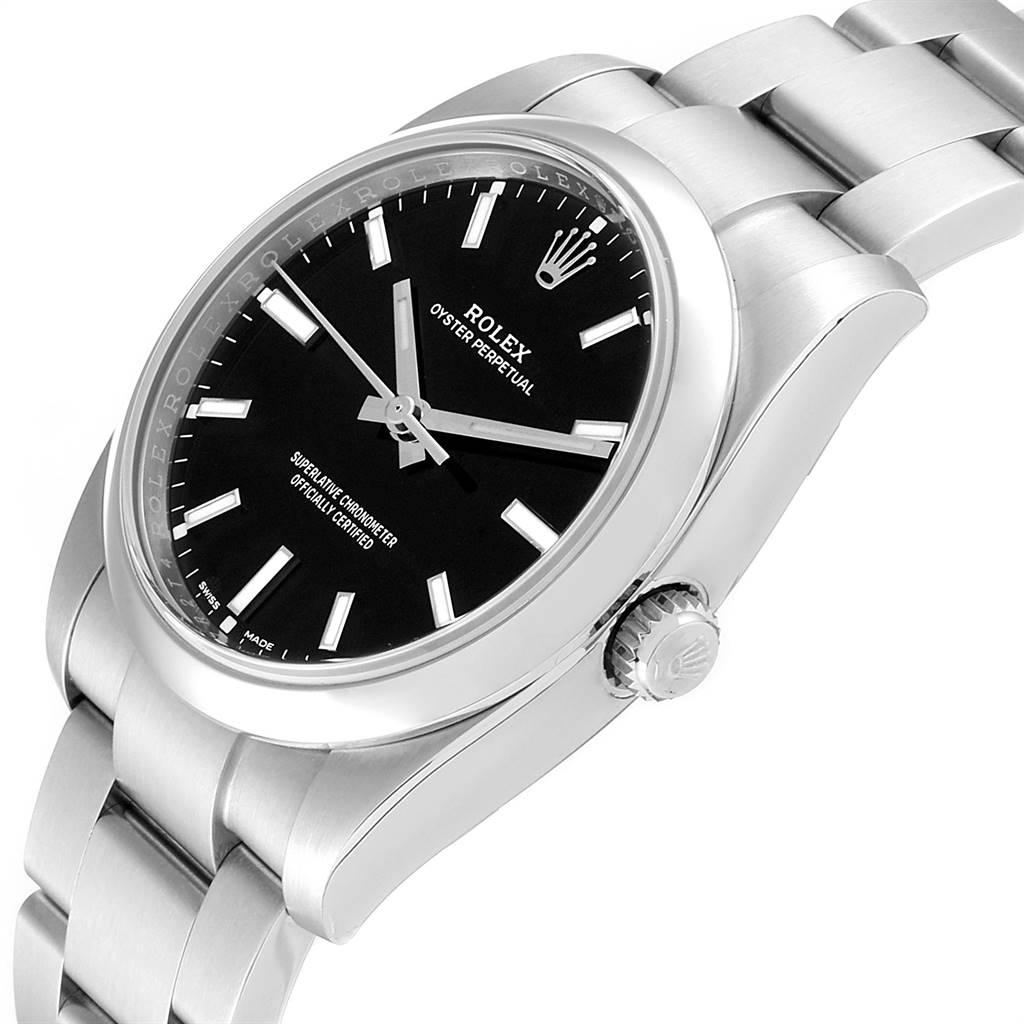 Rolex Oyster Perpetual Black Dial Steel Men's Watch 114200 Unworn at ...