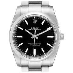 Rolex Oyster Perpetual Black Dial Steel Men's Watch 114200 Unworn
