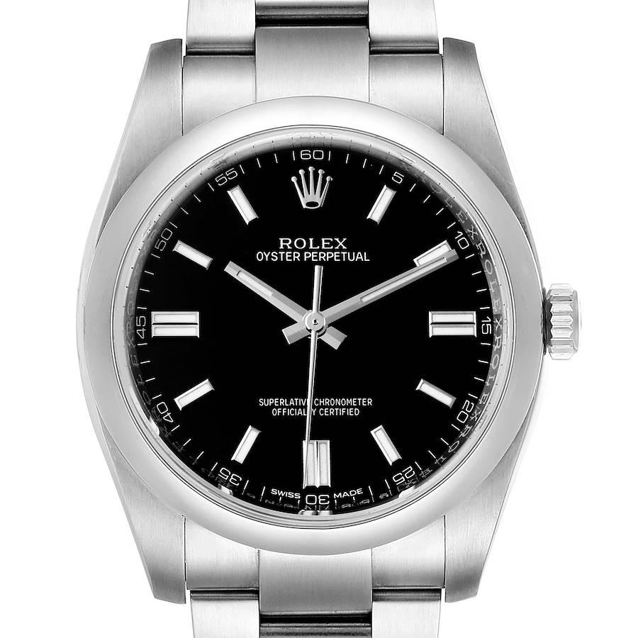 Rolex Oyster Perpetual Black Dial Steel Mens Watch 116000 Unworn For Sale