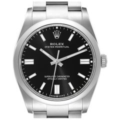 Rolex Oyster Perpetual Black Dial Steel Mens Watch 126000 Unworn