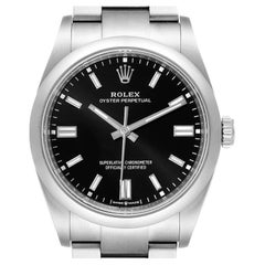 Rolex Oyster Perpetual Black Dial Steel Mens Watch 126000 Unworn