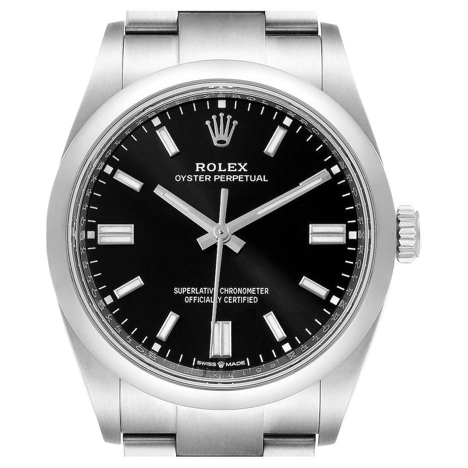 Rolex Oyster Perpetual Black Dial Steel Mens Watch 126000 Unworn For Sale