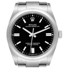 Rolex Oyster Perpetual Black Dial Steel Mens Watch 126000 Unworn