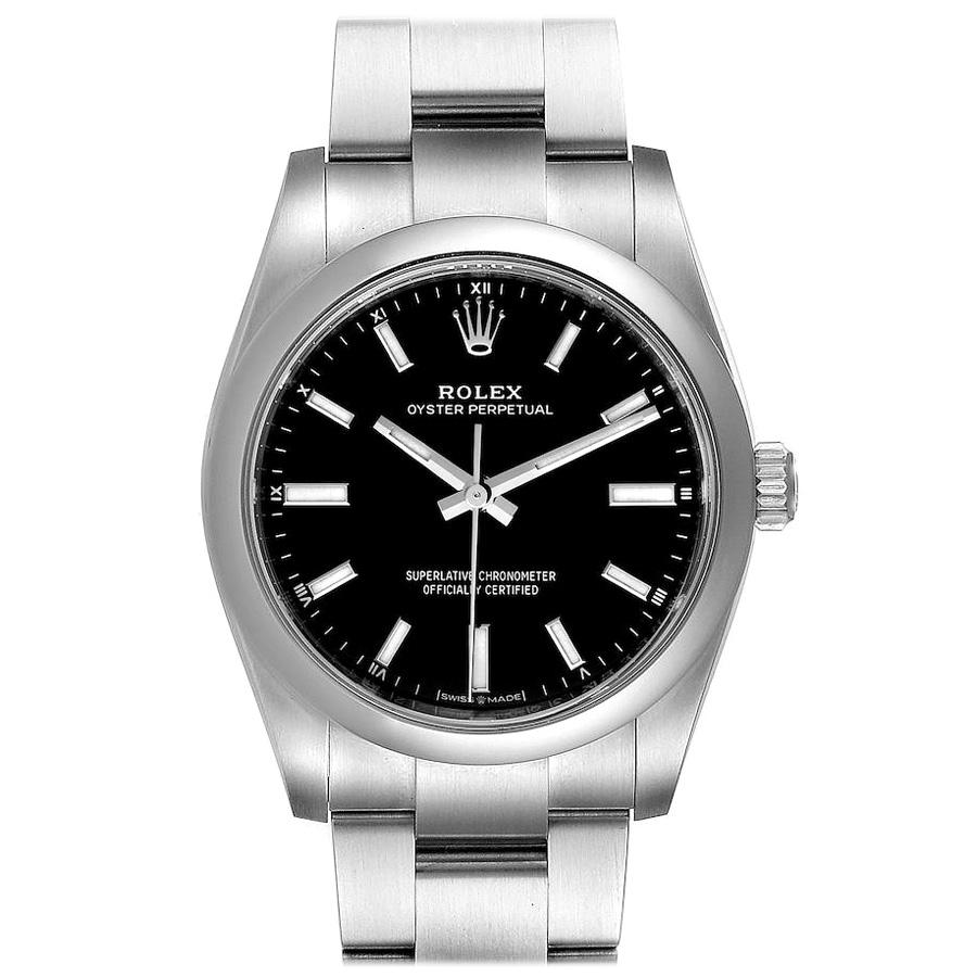 Rolex Oyster Perpetual Black Dial Steel Watch 124200 Unworn For Sale at  1stDibs
