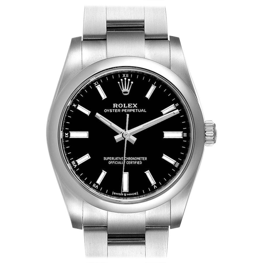 Rolex Oyster Perpetual Black Dial Steel Watch 124200 Unworn