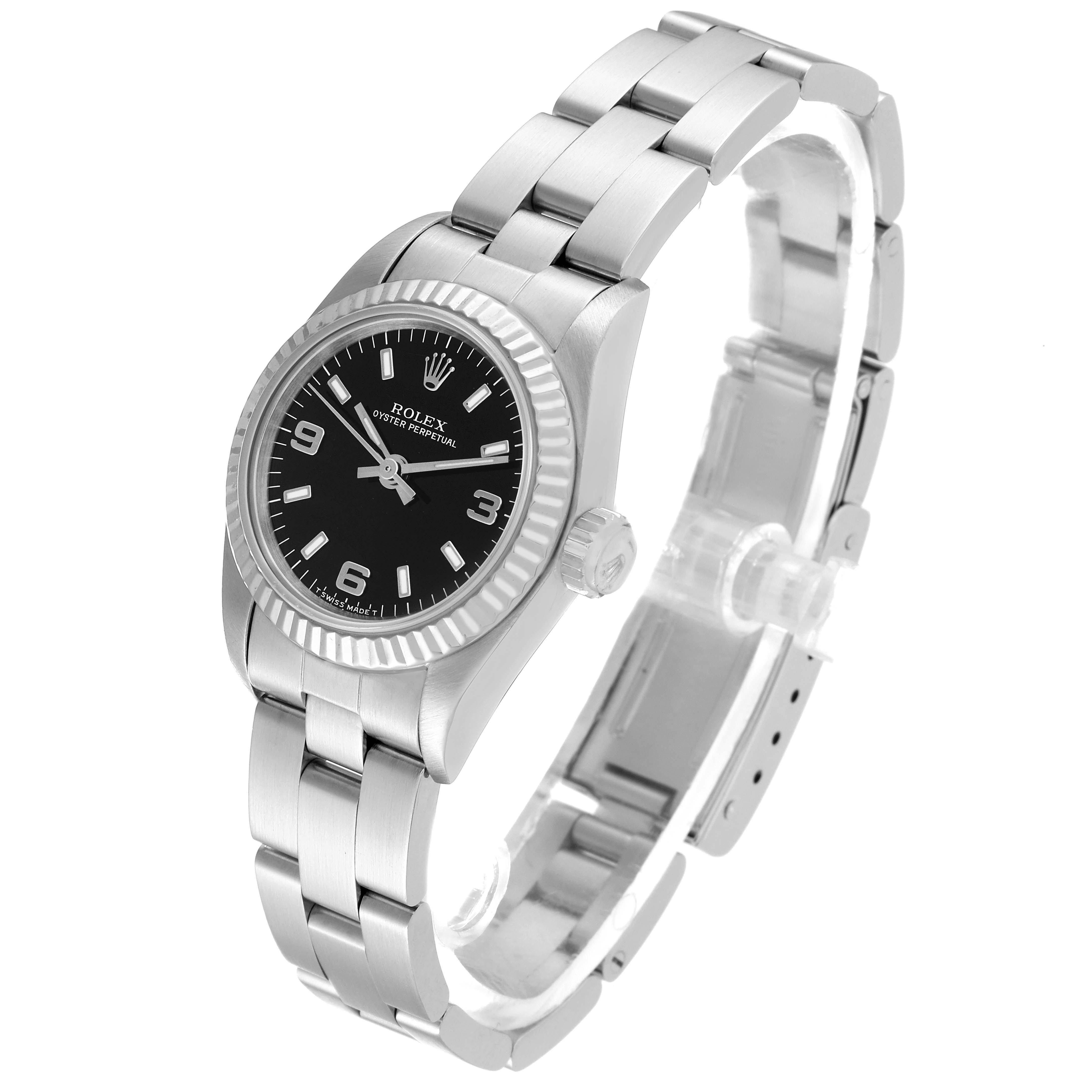 Rolex Oyster Perpetual Black Dial Steel White Gold Ladies Watch 67194 4