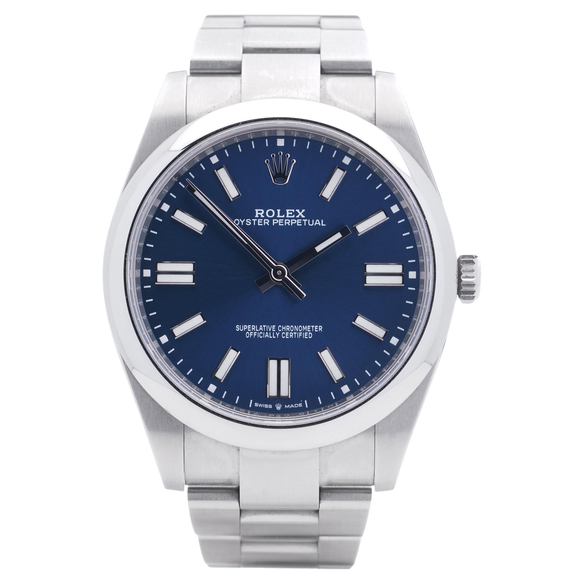 2023 Rolex 126000 Oyster Perpetual Blue Zifferblatt Edelstahl Box
