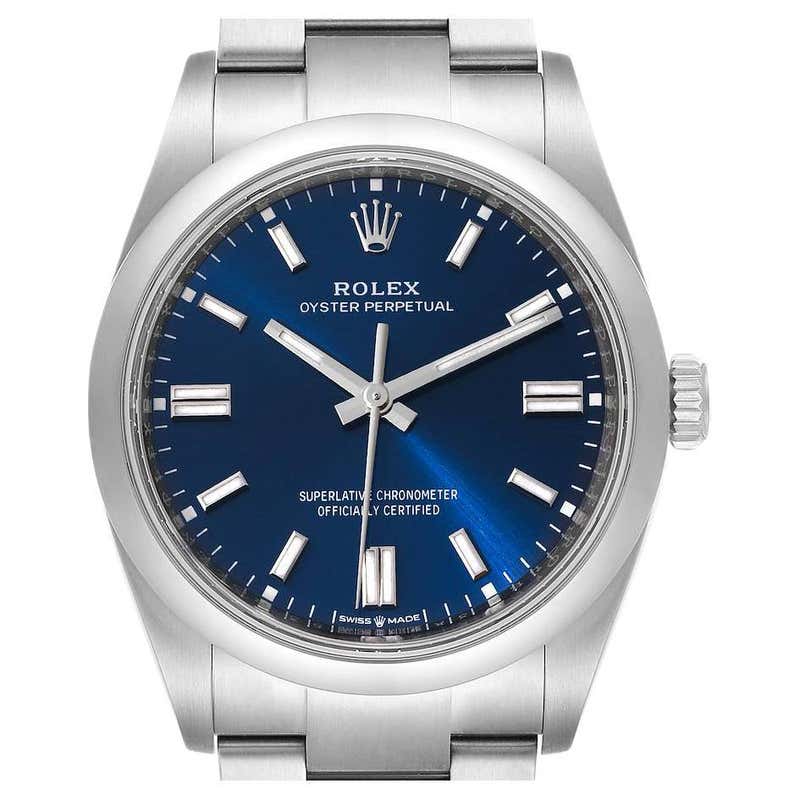 Rolex Air King Silver Dial Blue Markers Steel Men's Watch 114210 Unworn ...