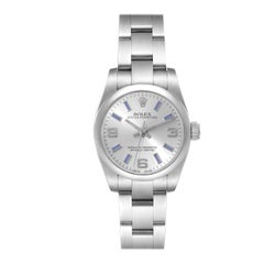 Rolex Oyster Perpetual Blue Luminous Markers Steel Ladies Watch 176200 Box Card