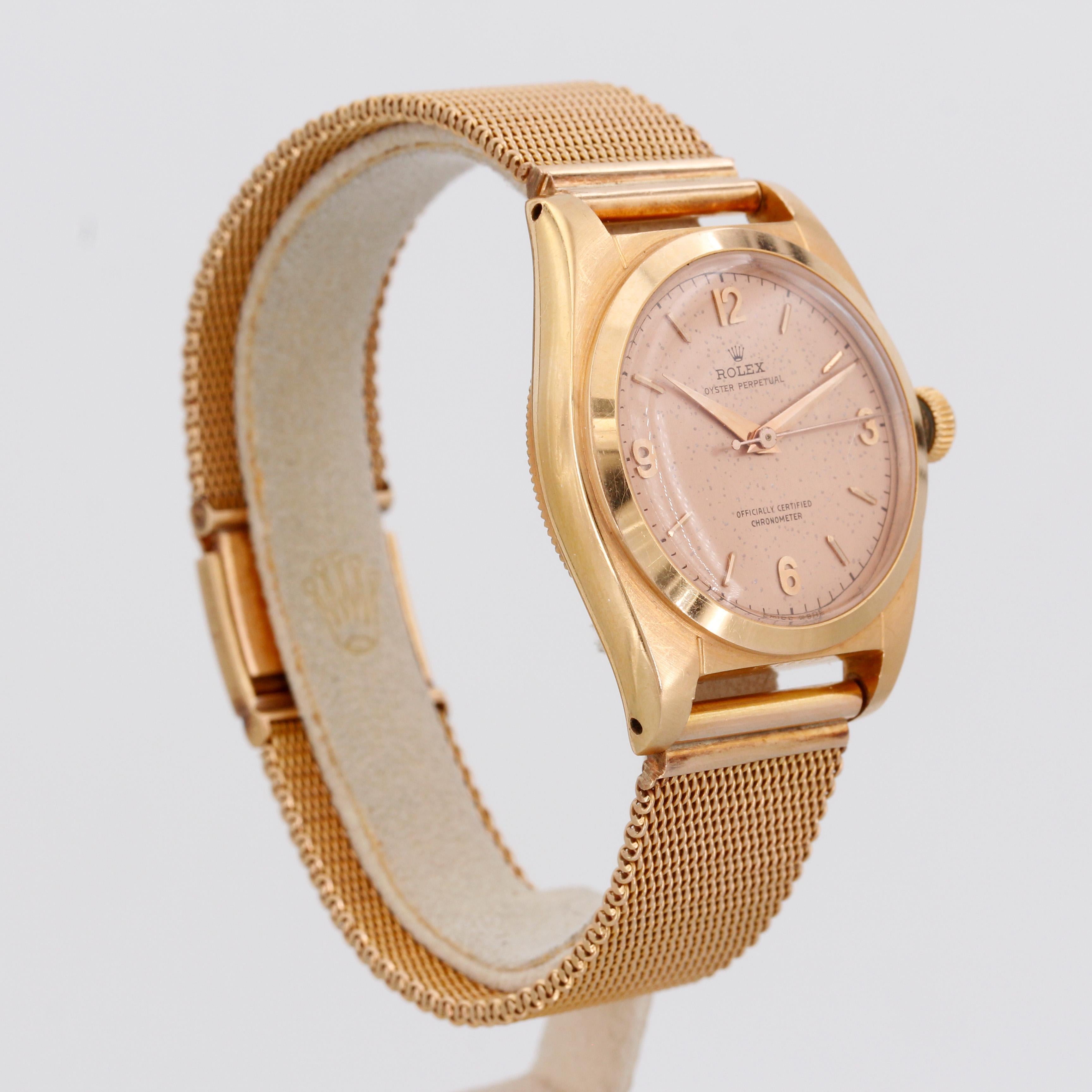 Rolex Oyster Perpetual Bubbleback 5050 Roségold aus den 1950er Jahren 1