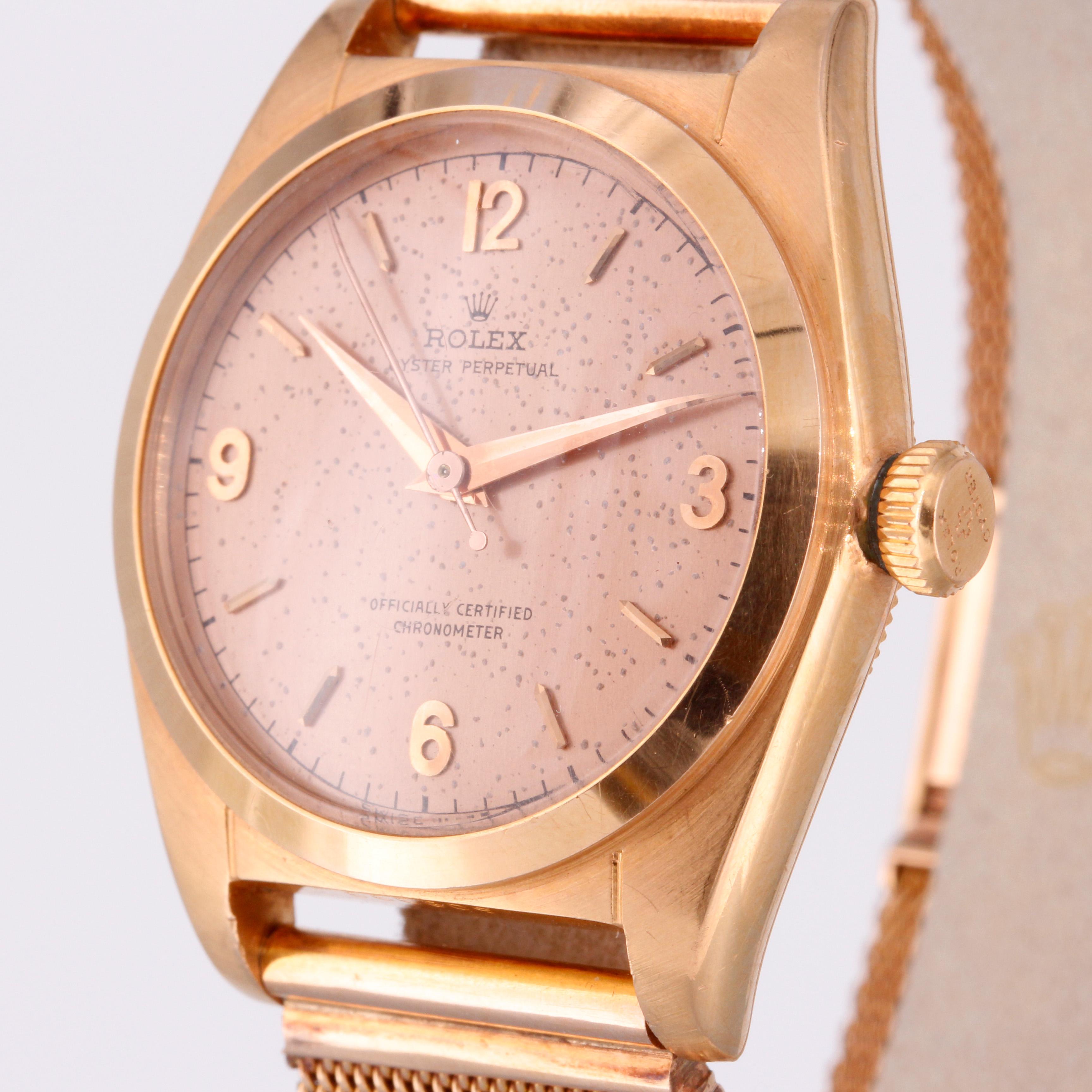 Rolex Oyster Perpetual Bubbleback 5050 Roségold aus den 1950er Jahren 2