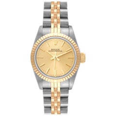 Rolex Oyster Perpetual Champagne Dial Steel Yellow Gold Ladies Watch 67193