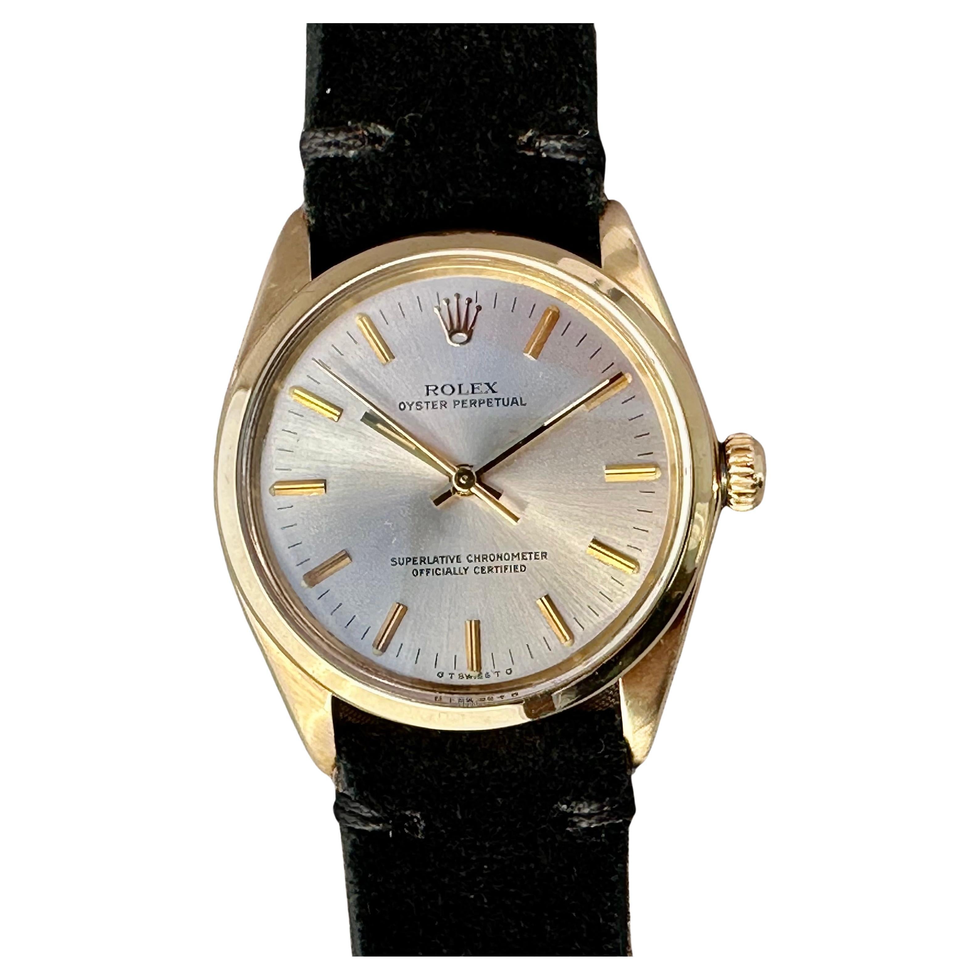 Rolex Oyster Perpetual Chronometer 14K Yellow Gold Ref. # 1002 1974 "Mint Shape" For Sale