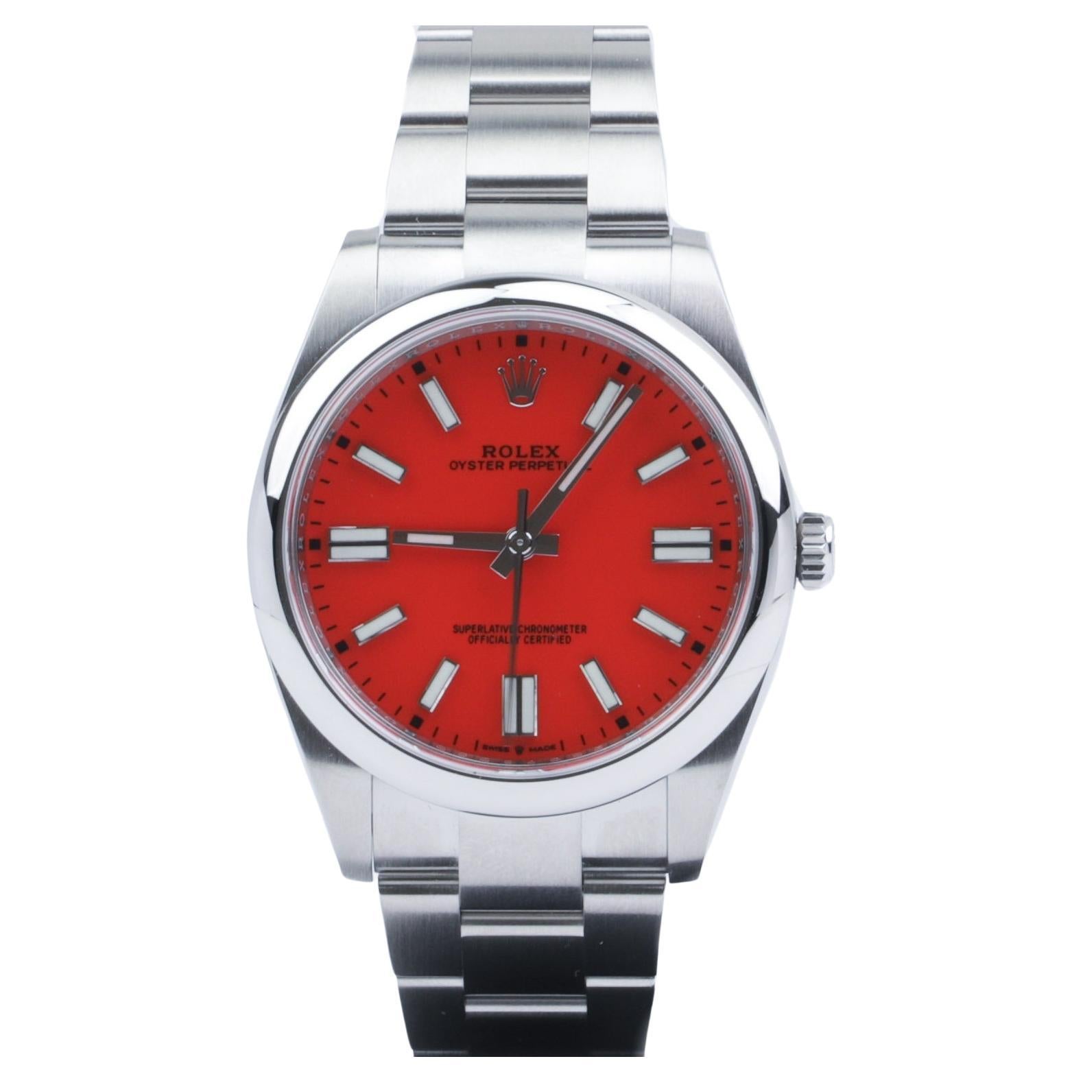 Rolex Oyster Perpetual Coral Red Dial 124300 For Sale
