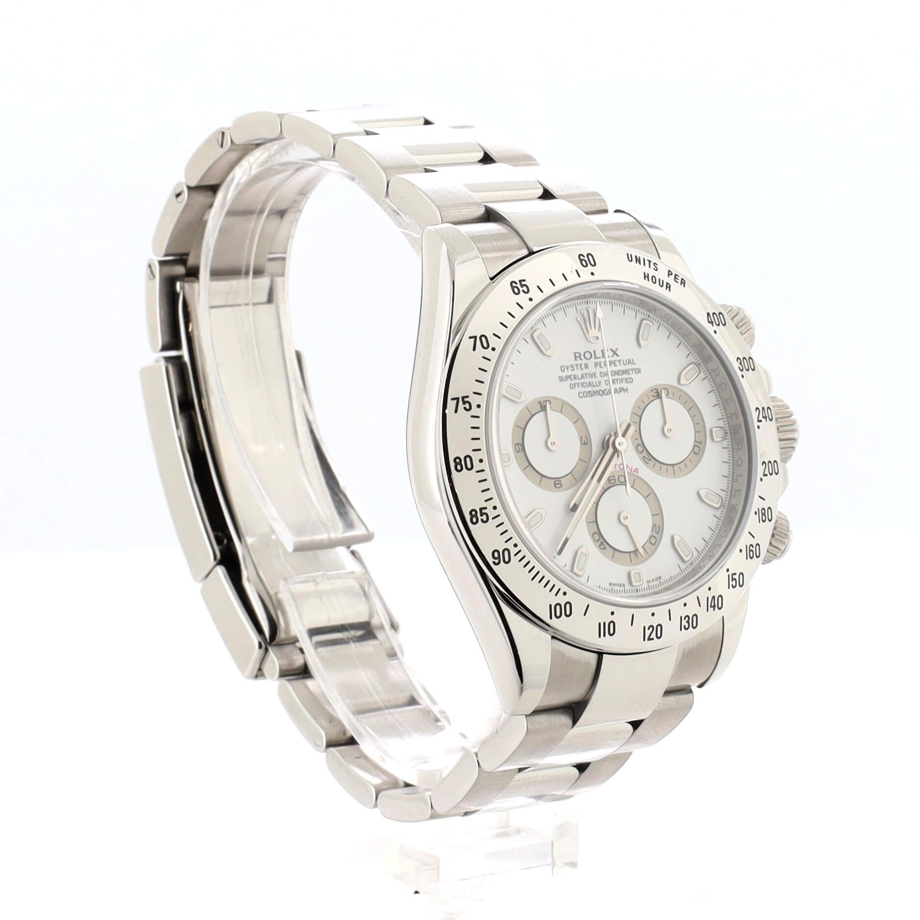 Rolex Oyster Perpetual Cosmograph Daytona Automatikuhr aus Edelstahl 40 im Zustand „Gut“ in New York, NY