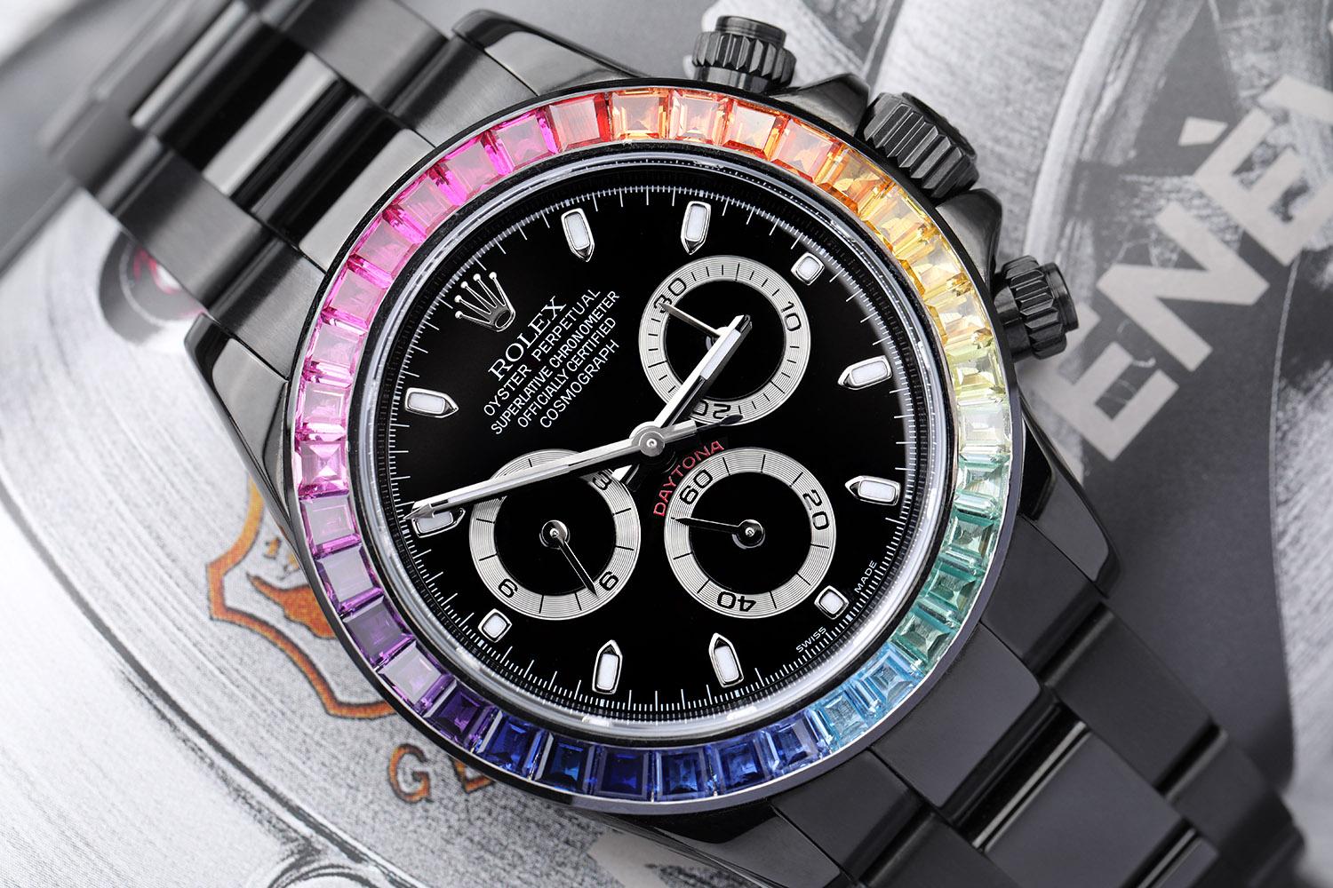 Montre Rolex Oyster Perpetual Cosmograph Daytona revêtue de PVD/DLC noir 116523

Veuillez noter que le revêtement PVD/DLC et la lunette ont été personnalisés après la vente. Nous utilisons un revêtement de la plus haute qualité qui vous durera toute