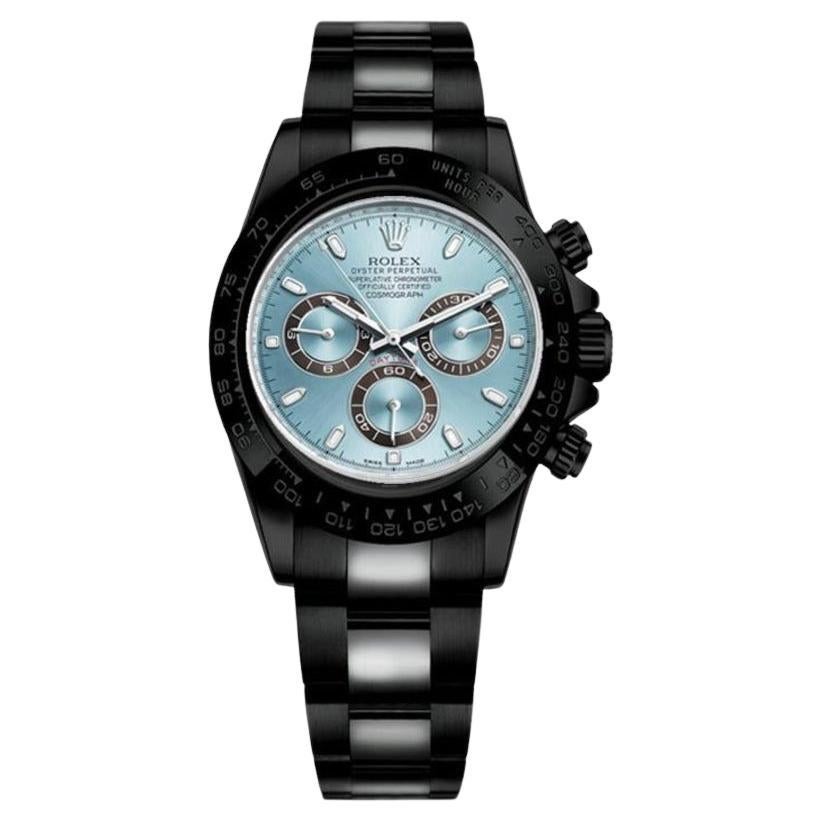 Rolex Montre Oyster Perpetual Cosmograph Daytona en cuir noir PVD/DLC 116523