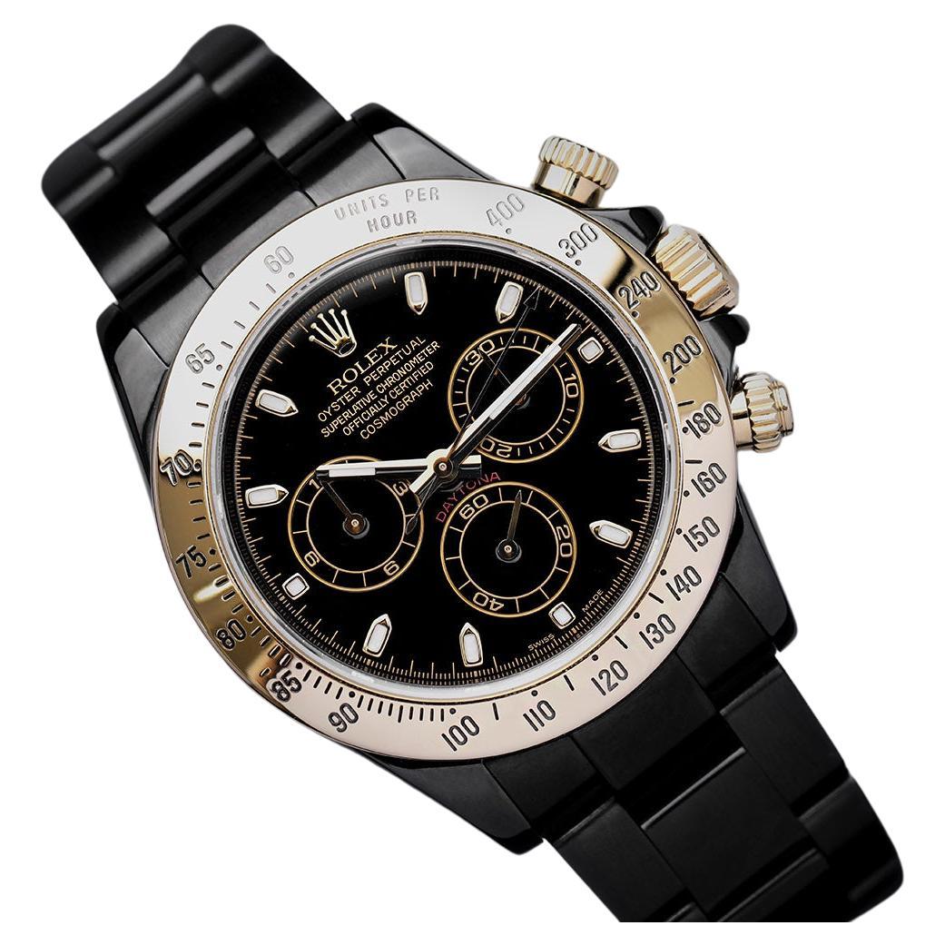 Rolex Montre Oyster Perpetual Cosmograph Daytona en cuir noir PVD/DLC 116523 En vente sur 1stDibs