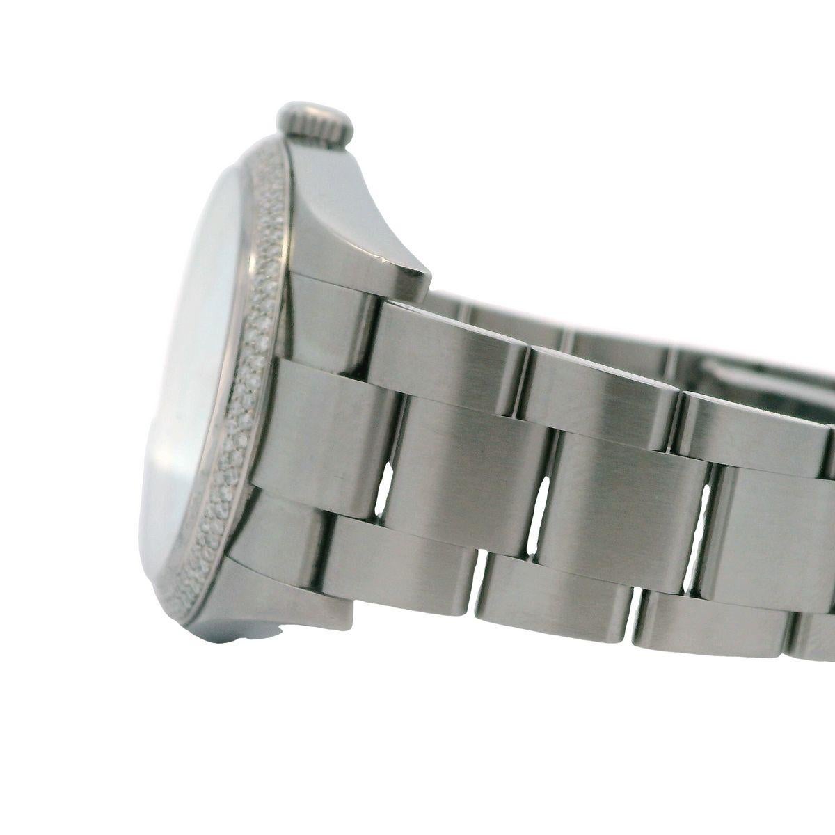 Taille brillant Rolex Oyster Perpetual Montre personnalisée avec cadran Tiffany et diamants 114300   en vente