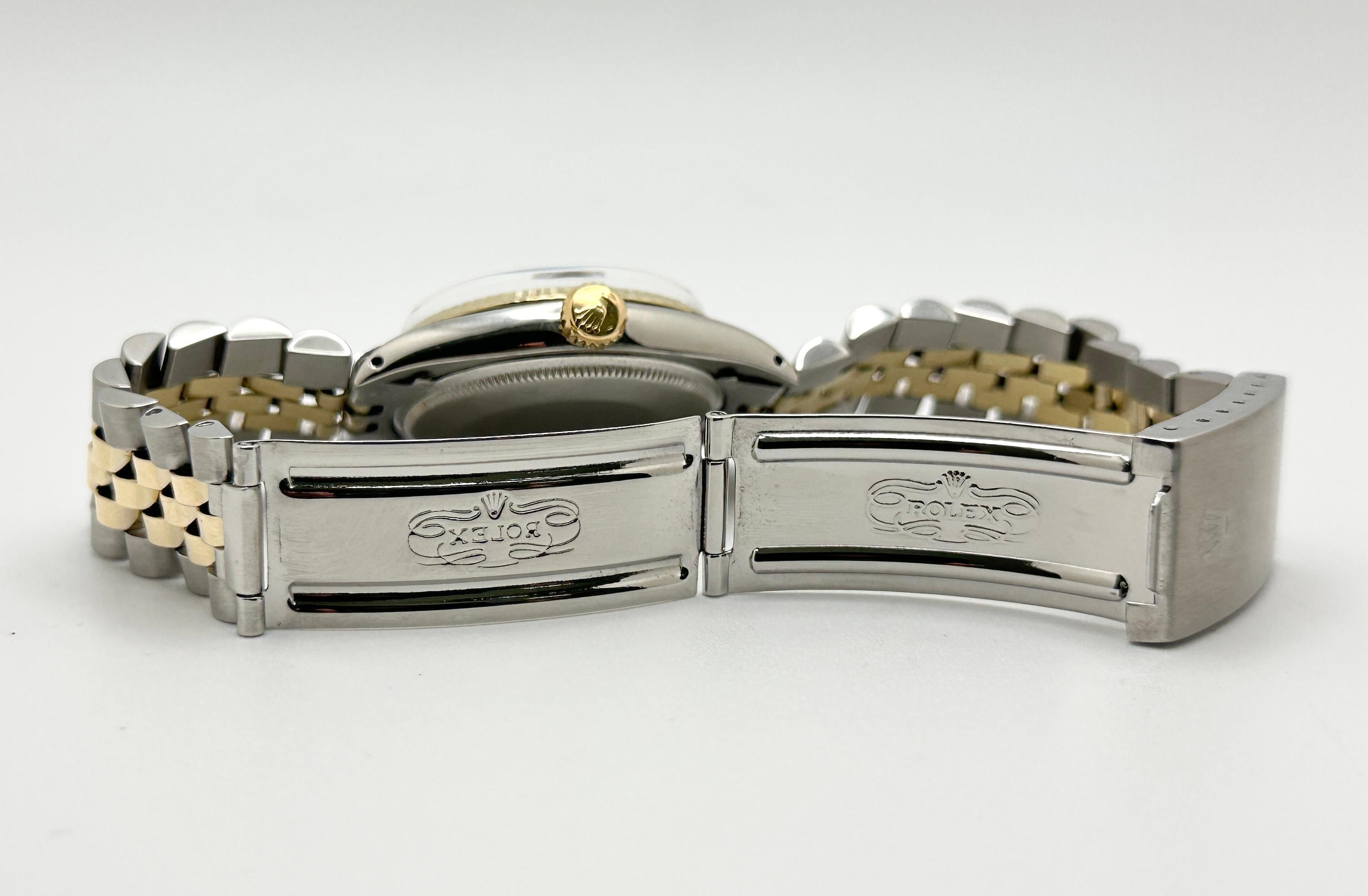 Rolex Oyster Perpetual Date 1500 34mm Cadran gris Or jaune 14K Acier inoxydable en vente 3