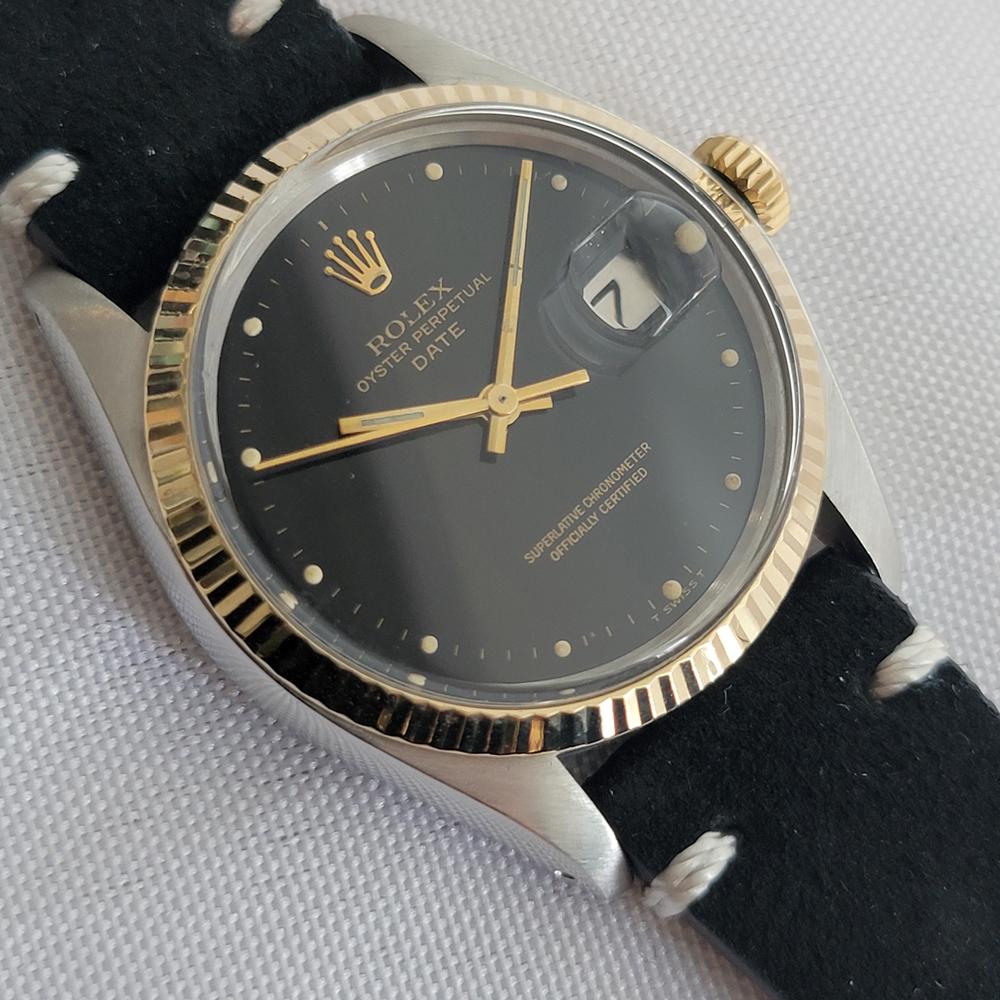 Rolex Oyster Perpetual Date 1500 35mm 14k Gold SS Herren 1970s Automatik RA624B im Zustand „Hervorragend“ im Angebot in Beverly Hills, CA