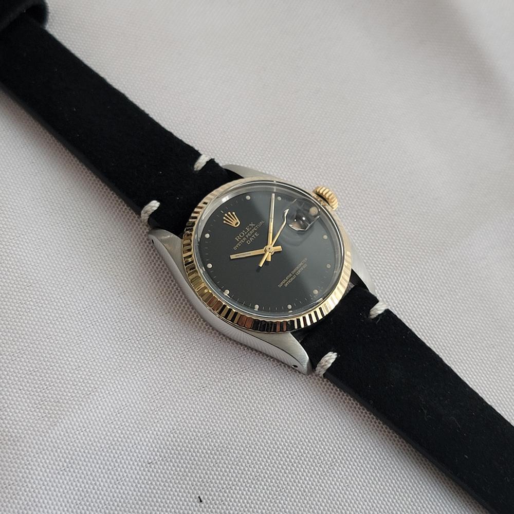 Rolex Oyster Perpetual Date 1500 35mm 14k Gold SS Herren 1970s Automatik RA624B im Angebot 4