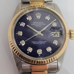 Rolex Oyster Perpetual Date 1500 35mm 14k SS 1960s Mens Diamond Automatic RA742