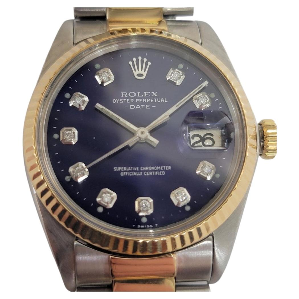 Rolex Oyster Perpetual Date 1500 35mm 14k SS 1960s Mens Diamond Automatic RA742