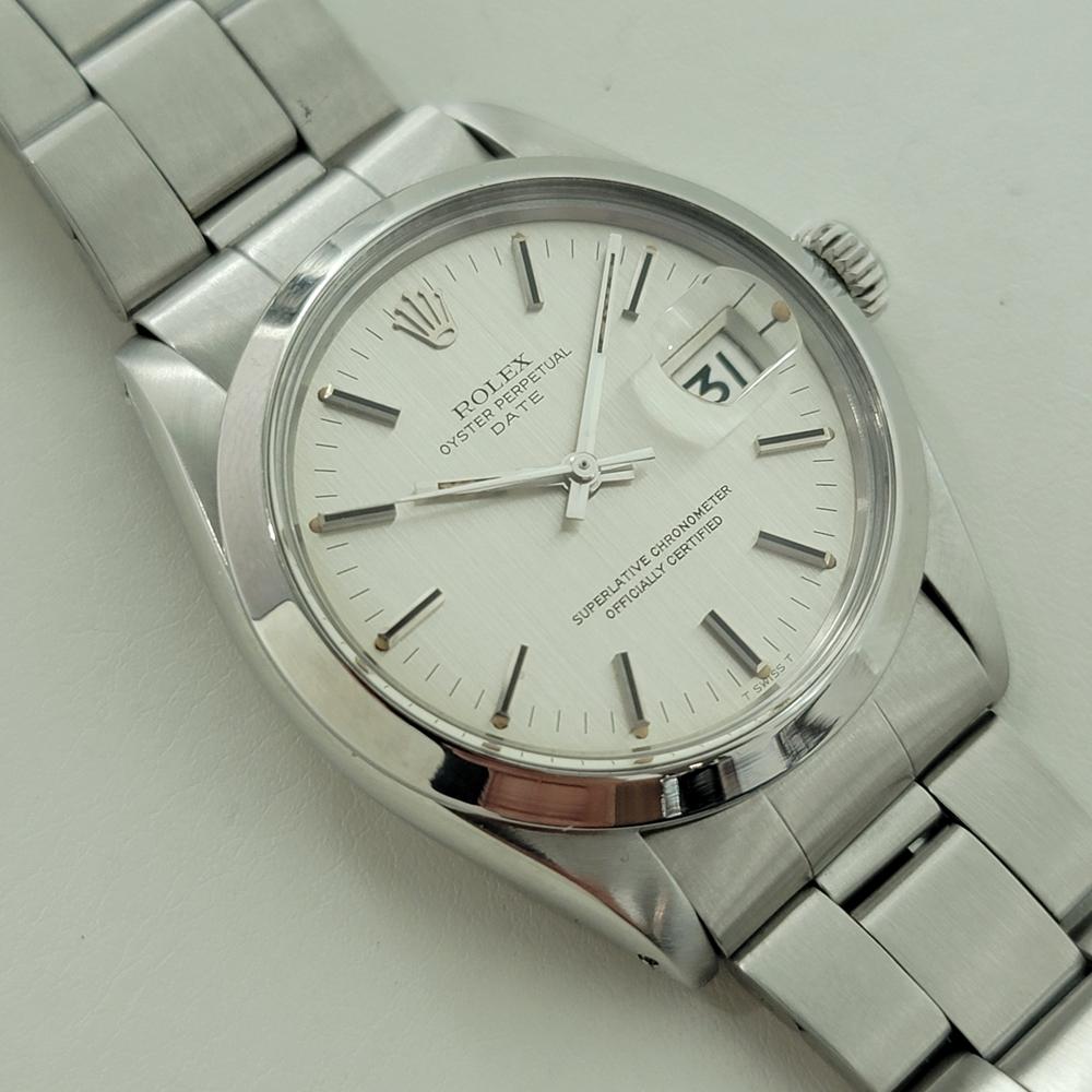 Rolex Oyster Perpetual Date 1500 35mm Mens Automatic 1970s All Original RA601 Excellent état - En vente à Beverly Hills, CA