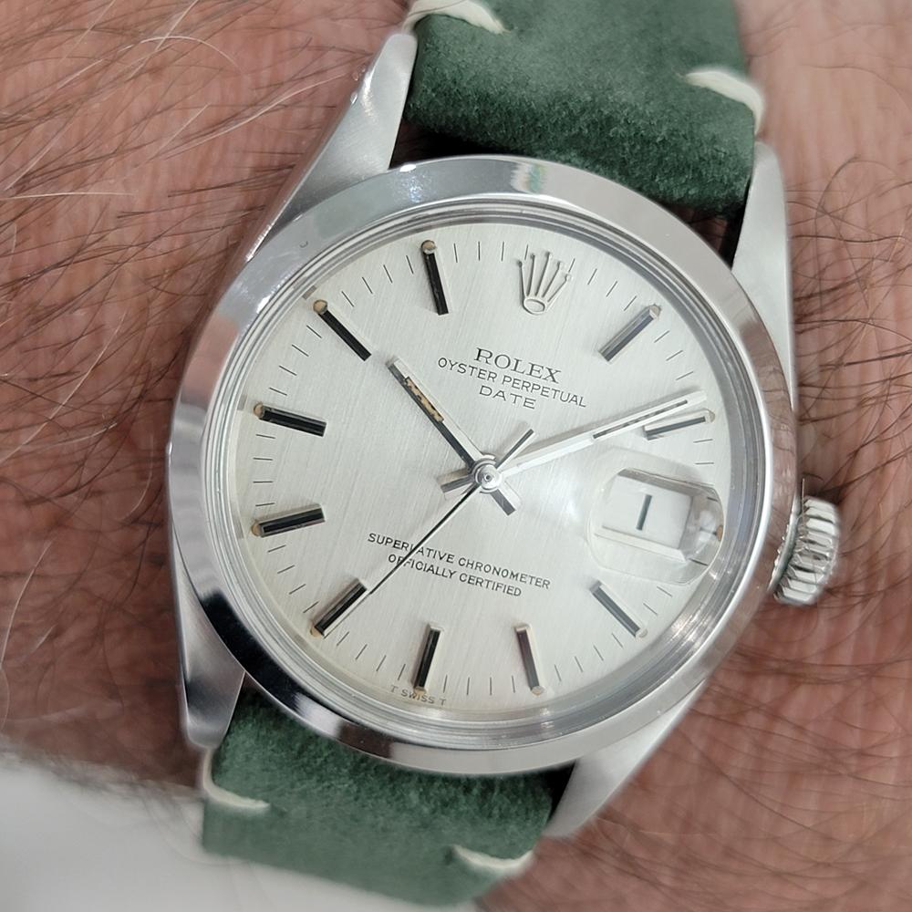 Rolex Oyster Perpetual Date Ref 1500 35mm Mens Vintage Automatic 1970s RA601B For Sale 9