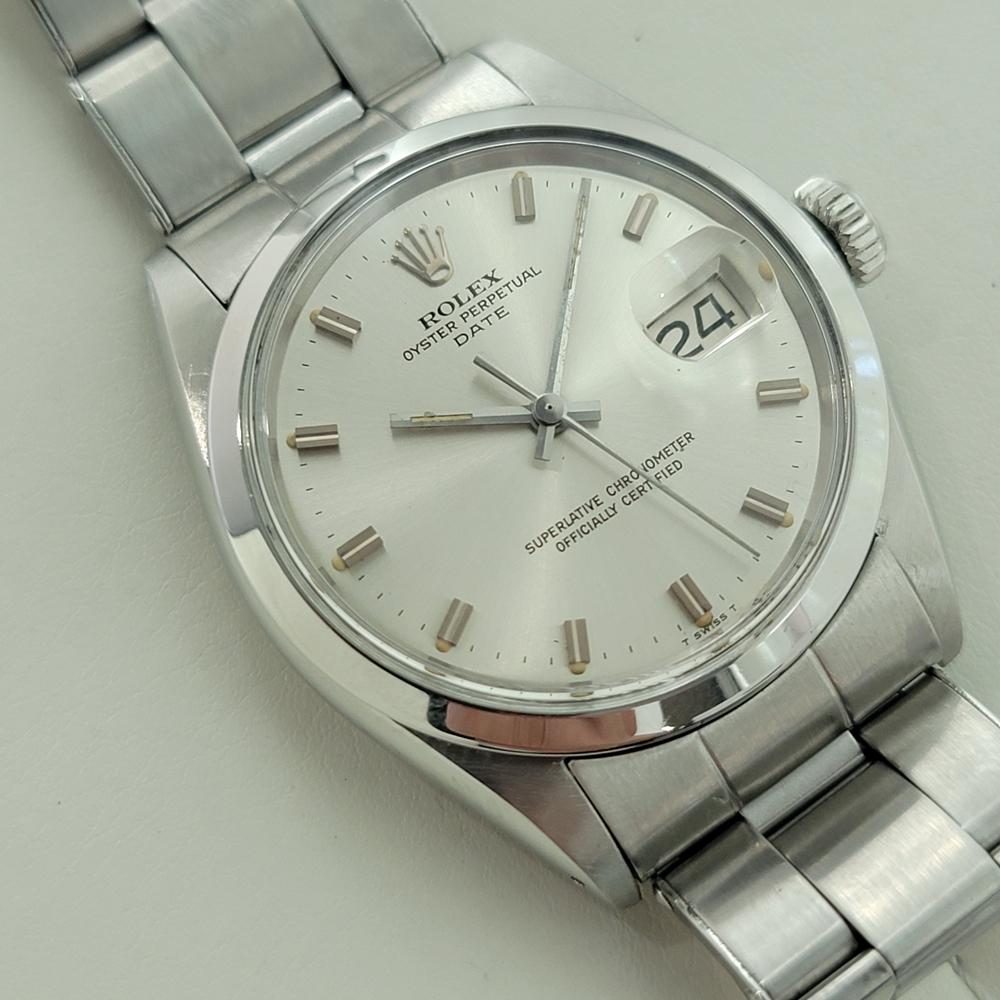 Rolex Oyster Perpetual Date 1500 35mm Mens Automatic 1970s All Original RA602 Excellent état - En vente à Beverly Hills, CA