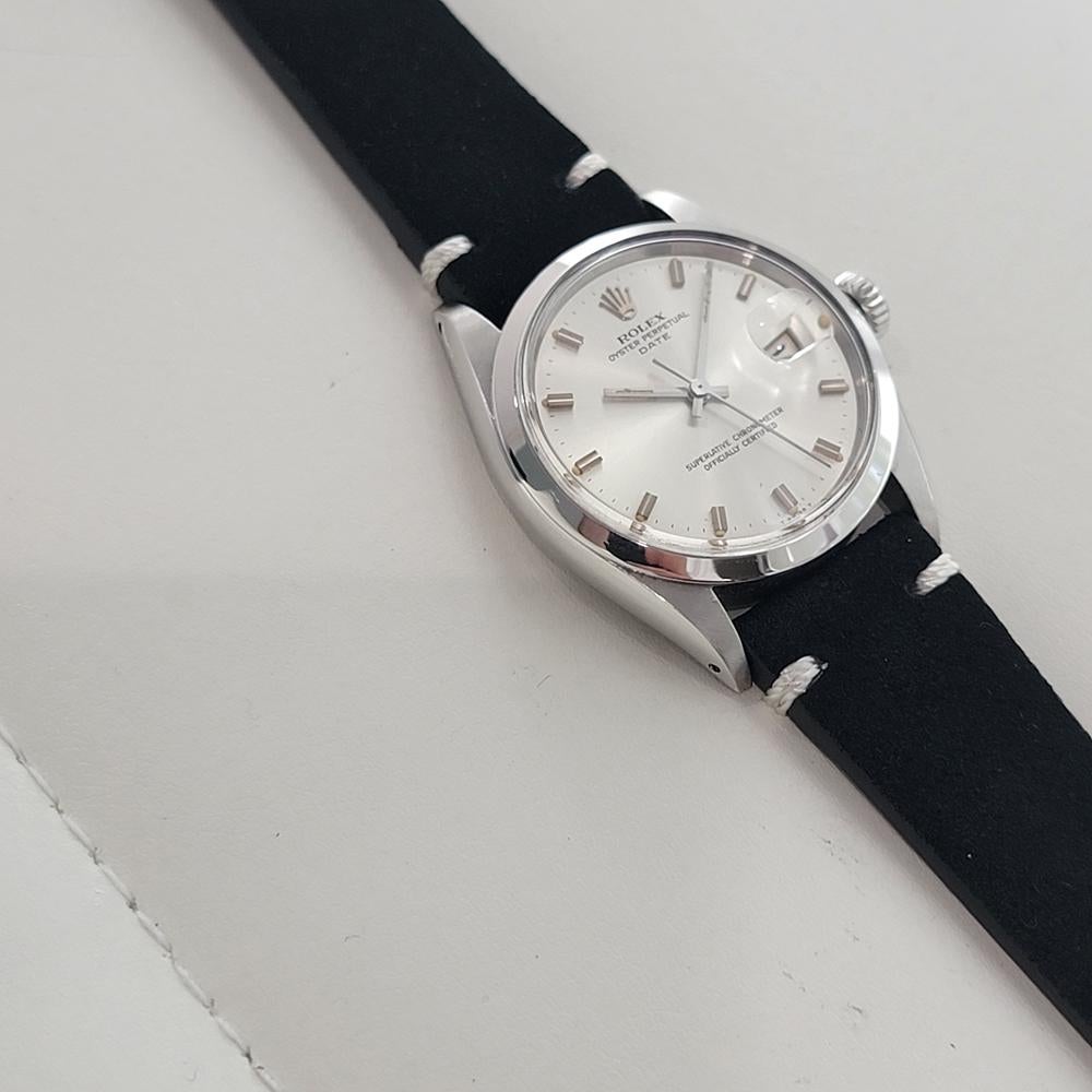 Rolex Oyster Perpetual Date Ref 1500 35mm Mens Vintage Automatic 1970s RA602 For Sale 3